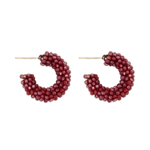 Mini Ruby Cluster Hoop Earrings