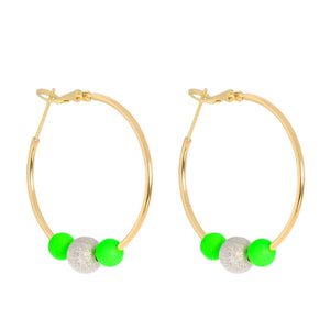 MEDIUM DISCO HOOPLA EARRINGS - GREEN/SILVER