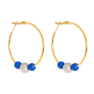 MEDIUM DISCO HOOPLA EARRINGS - BLUE/SILVER