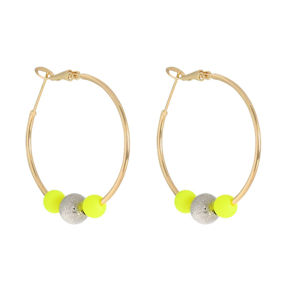 MEDIUM DISCO HOOPLA EARRINGS- YELLOW/SILVER