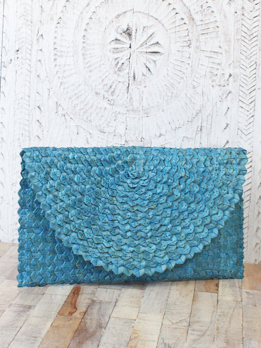 Blue Woven Clutch