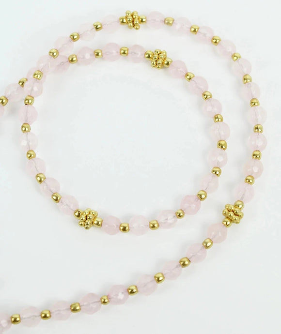 Rose Quartz Semi Precious stone facet bead necklace