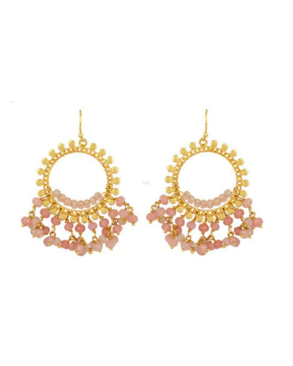 Aros bohemios de piedra rosa