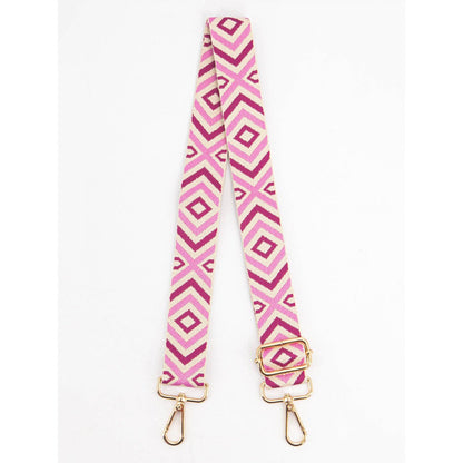 Woven Bag Strap - Pink, Aztec
