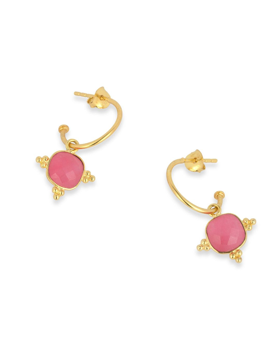 Dot Set Earrings  - Pink Jade