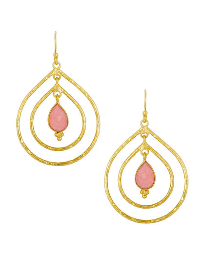 Double Hoop Earrings - Pink