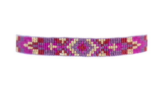 Magenta Azteck Beaded Bracelet