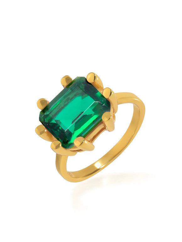 Claw Ring - Rectangular - Emerald