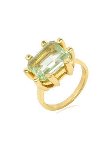 Anillo de garra rectangular de color verde suave