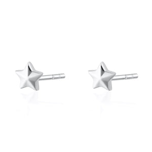 Faceted Star Studs - Silver