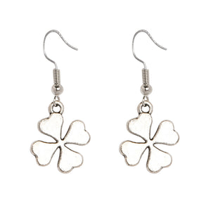 SILVER CLOVER DROPLET EARRINGS