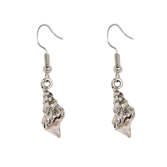 SILVER SHELL DROPLET EARRINGS