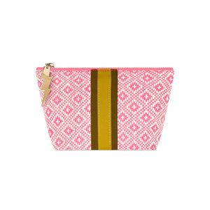 SMALL PINK DIAMOND WEAVE BAG