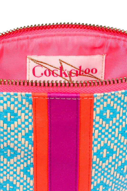 Petit sac tissé en losanges turquoise