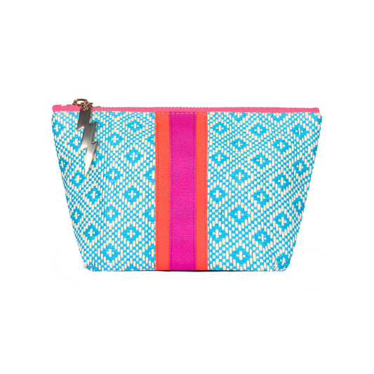 Petit sac tissé en losanges turquoise