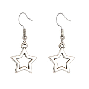 SILVER STAR LINE DROPLET EARRINGS