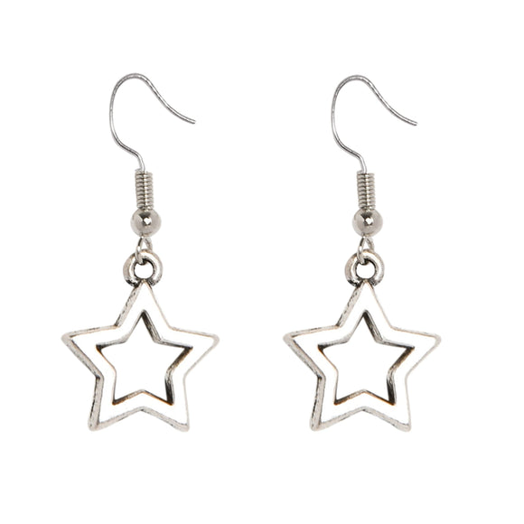 SILVER STAR LINE DROPLET EARRINGS