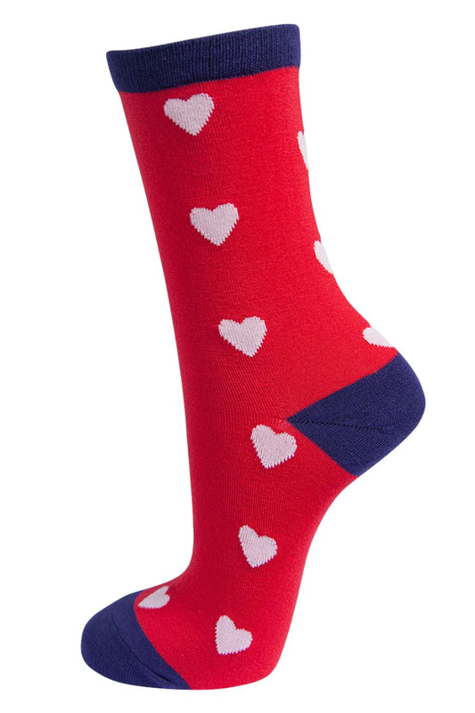 Socks - Red with Hearts