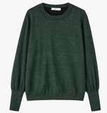 Balloon Sleeve Jumper - Green, Glitter