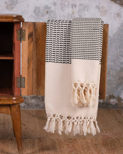 Black and Cream Turkish Hand Towel