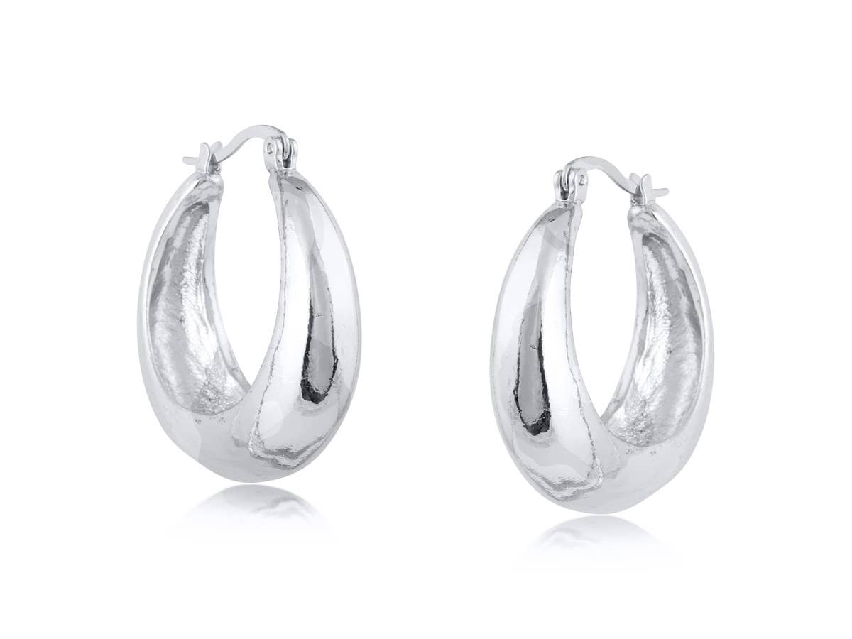 Silver Organic Shape Hoop Earrings