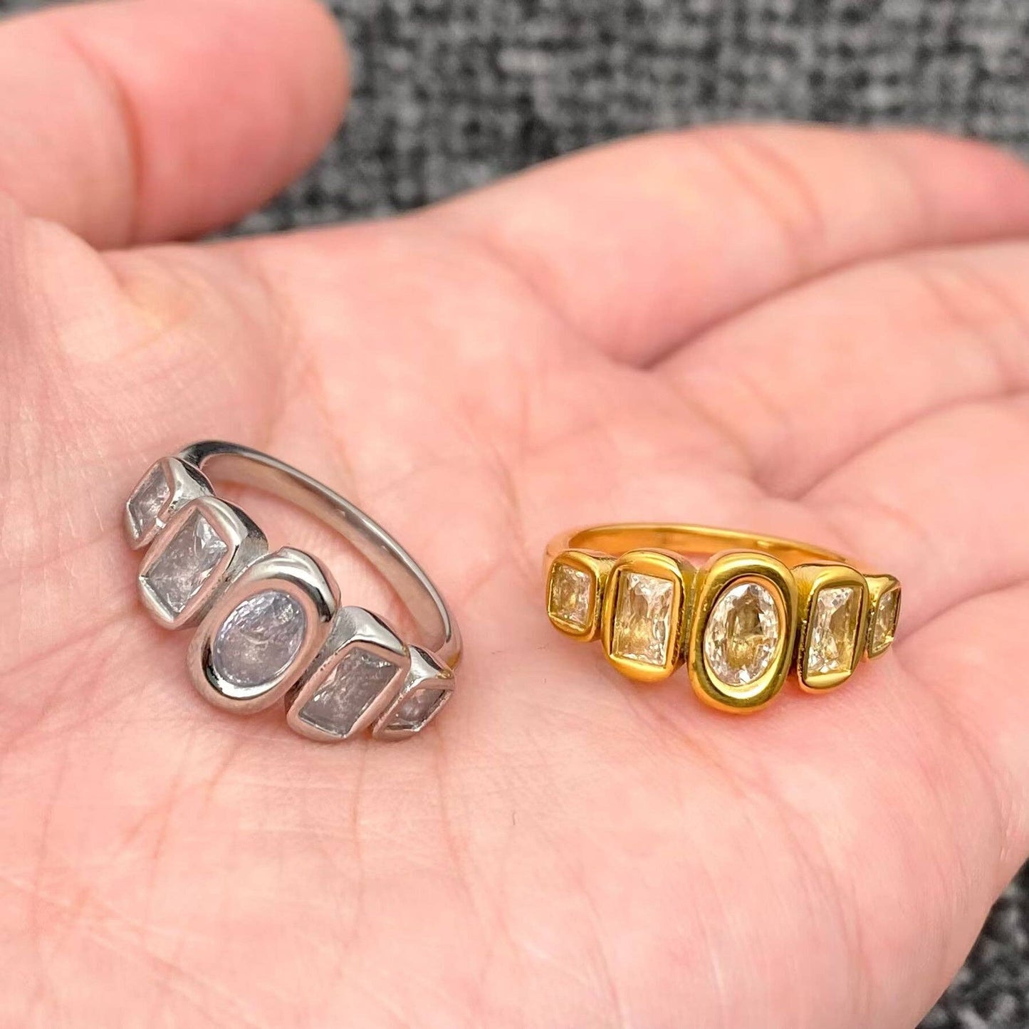 5 Stone Zircon and Gold Ring