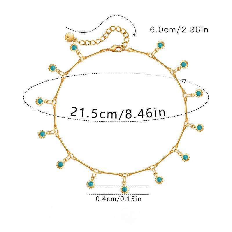Green Enamel Sun Pendant Chain Anklet