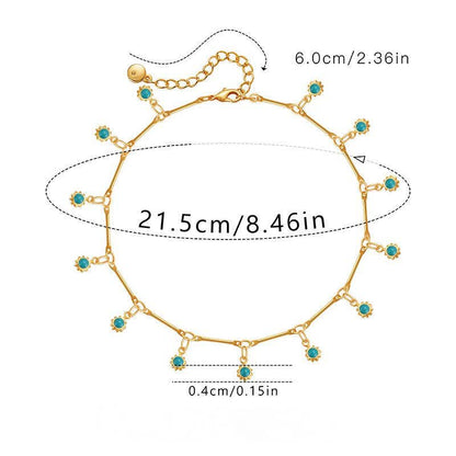 Green Enamel Sun Pendant Chain Anklet