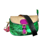 Bolso de hombro metálico multicolor - Verde y dorado