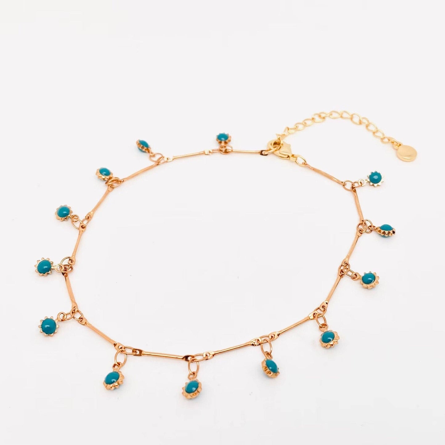 Green Enamel Sun Pendant Chain Anklet