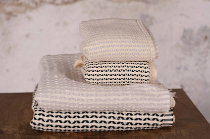 Black and Cream Turkish Hand Towel