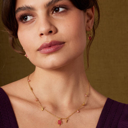 Dot Set Earrings  - Pink Jade