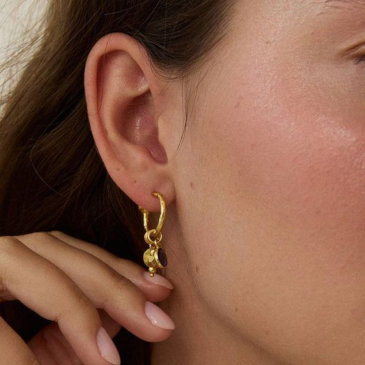 Iolite Charm Hoop Earrings