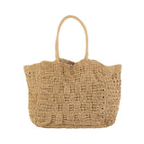 Hand crochet paper raffia tote bag in natural - unlined