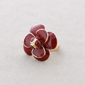 Bague Fleur Chunky - Rouge Foncé