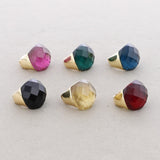 Chunky faceted crystal Ring - Fuchia