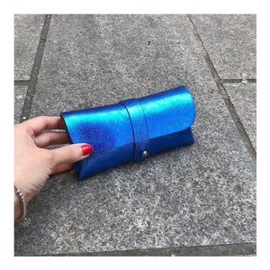 Leather Glasses Case - Electric Blue