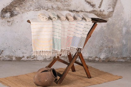 Peshtemal Hand Towel - Blue and Cream Stripe