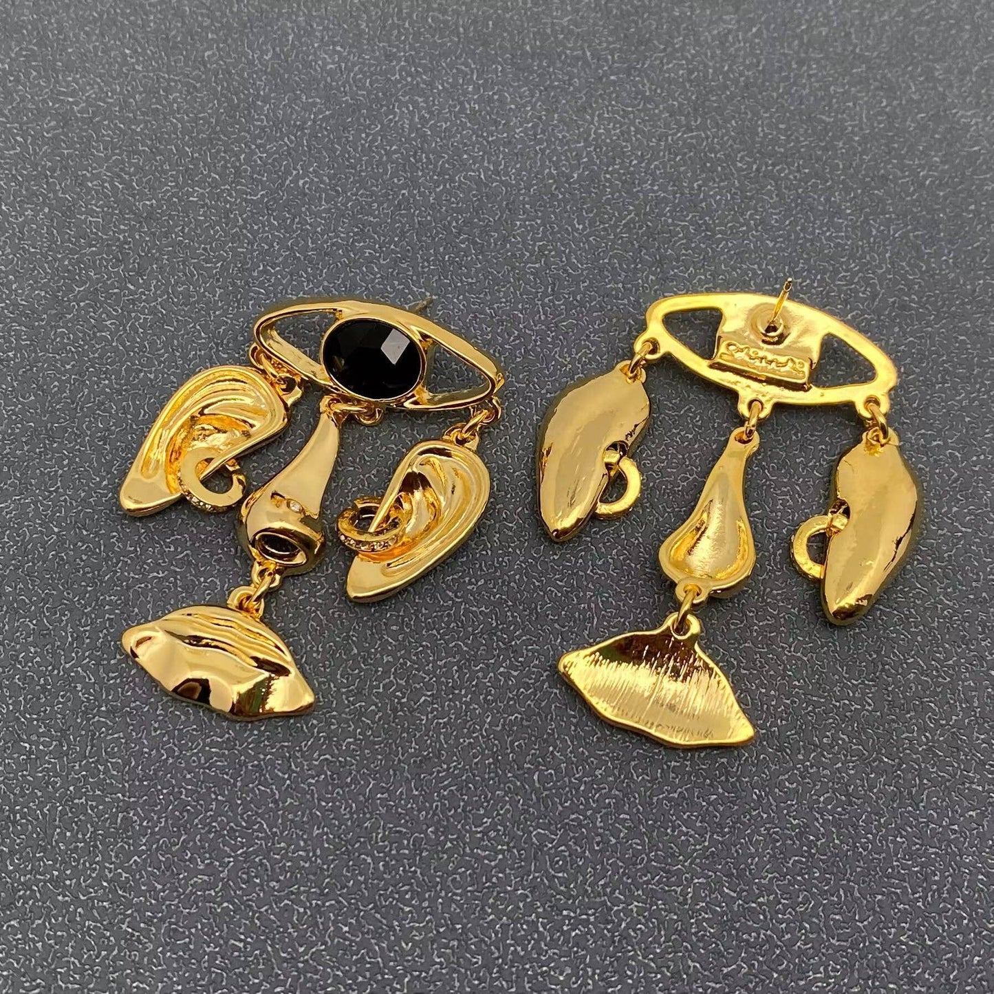 Eyes & Nose & Mouth Abstract Face Earrings