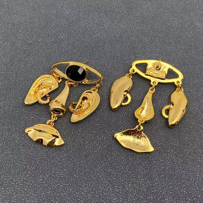 Eyes & Nose & Mouth Abstract Face Earrings