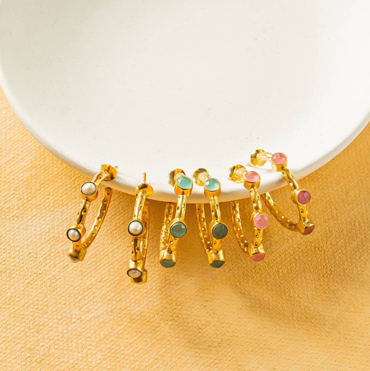 Mini Aqua Chalcedony Hoops