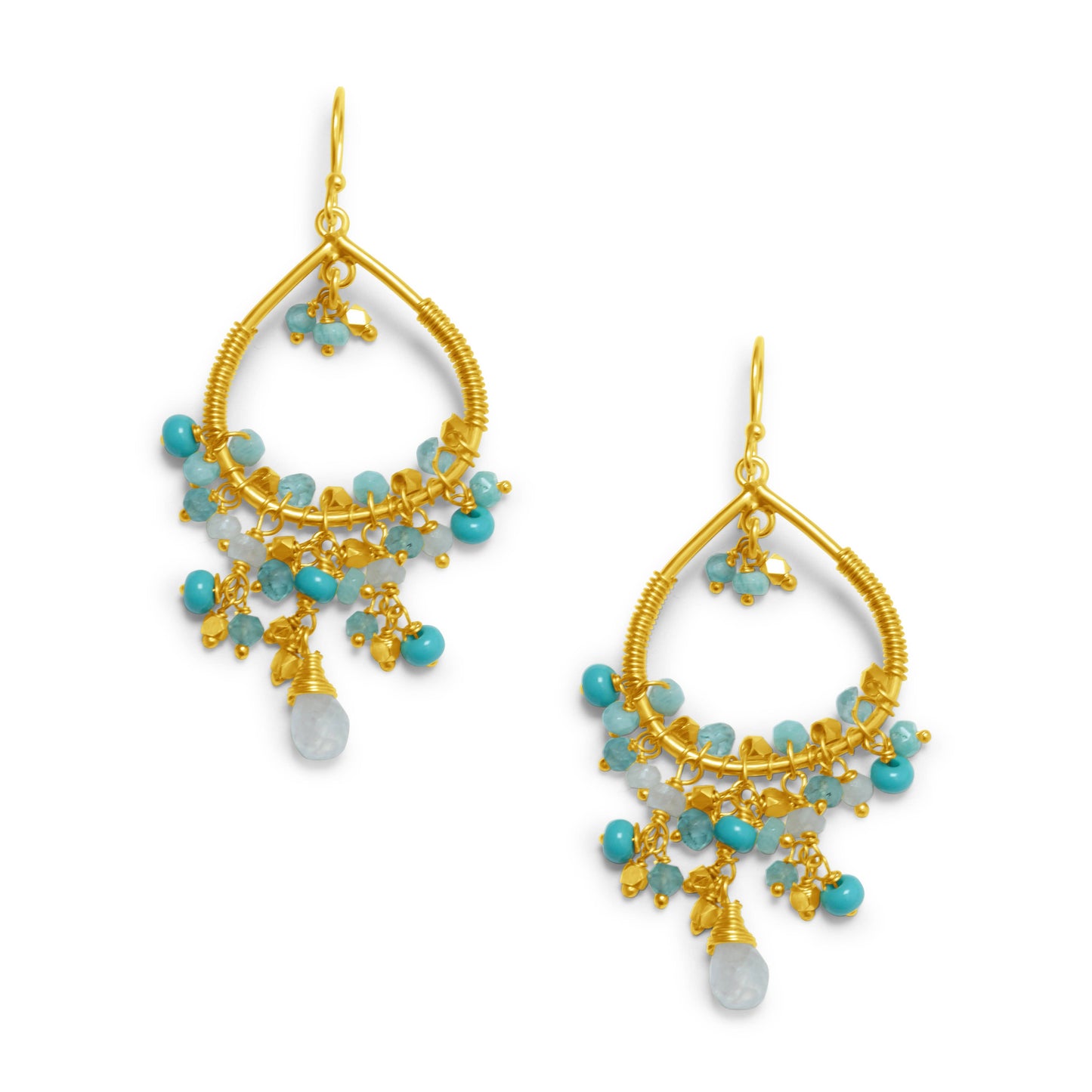 Teardrop Charm Earrings Turquoise