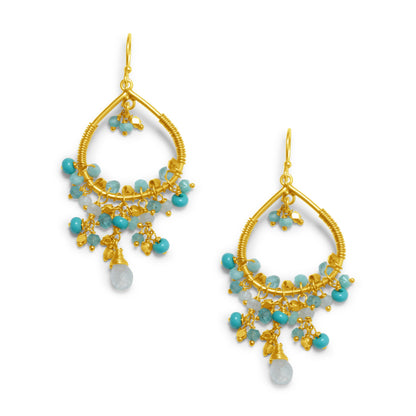 Teardrop Charm Earrings Turquoise