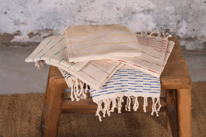 Peshtemal Hand Towel - Blue and Cream Stripe