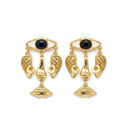 Eyes & Nose & Mouth Abstract Face Earrings