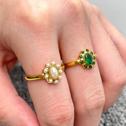 Vintage Inlaid  Gold Plated Ring