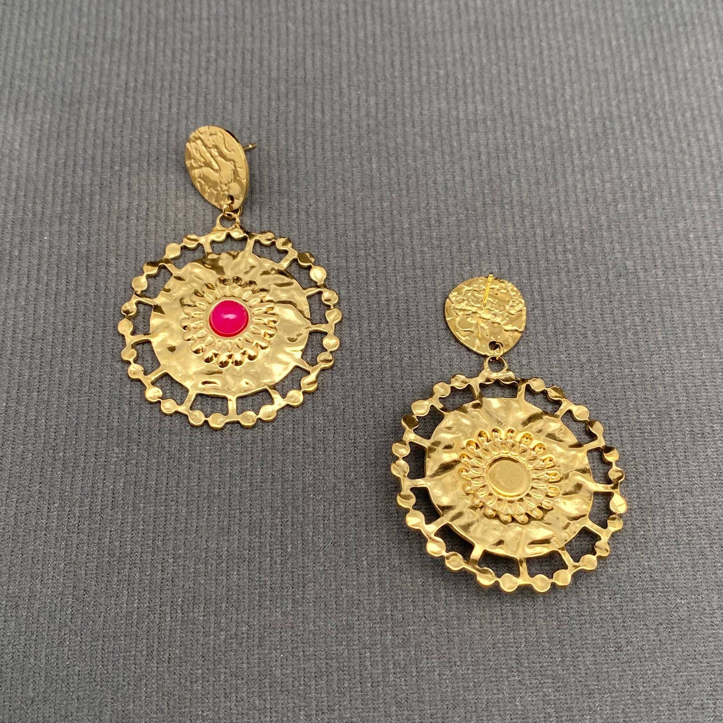 Hammer texture Sun Earrings