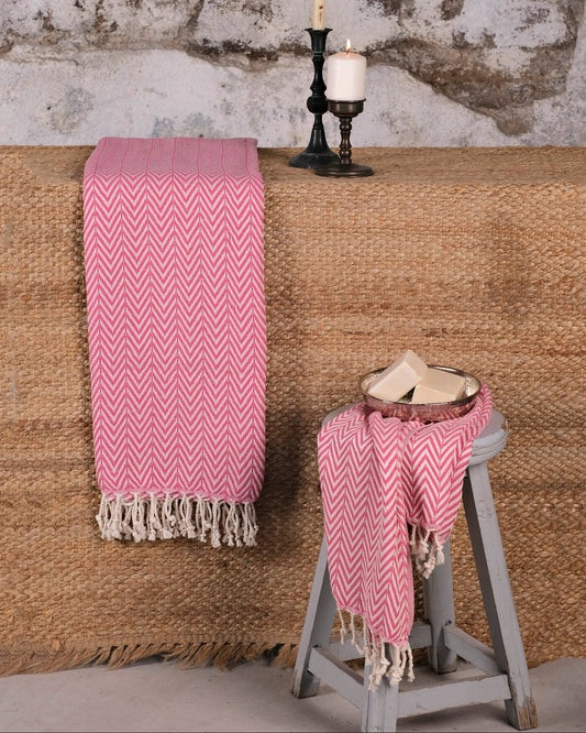 Large UltraSoft Turkish Cotton Bath Beach Towel - Pink