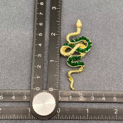 Metal Snake Brooch: Green