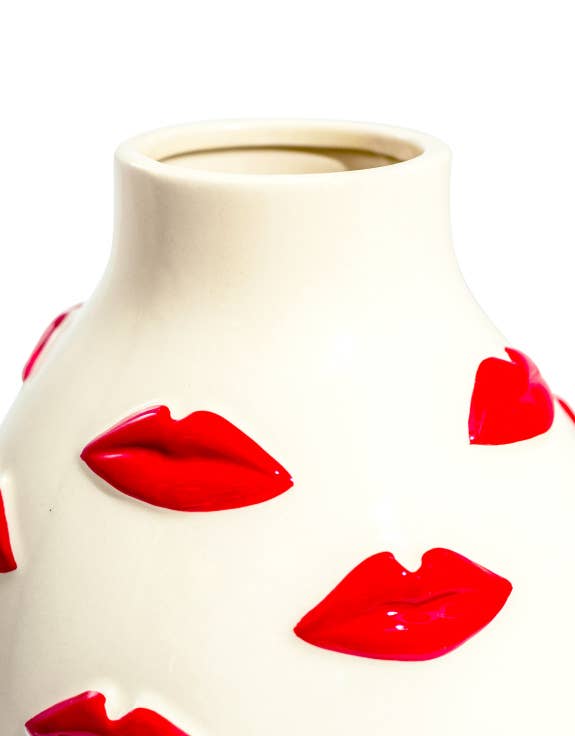 Large Multi Red Lips Vase